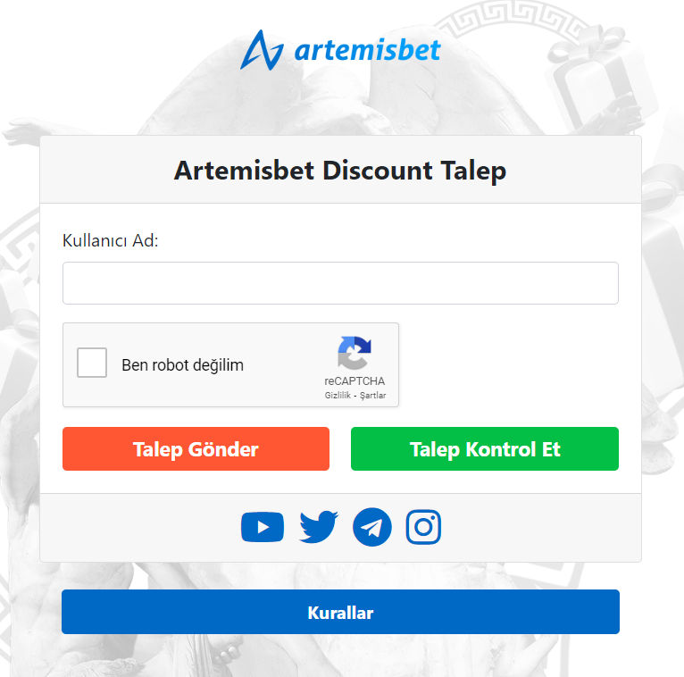artemisbet discount talep